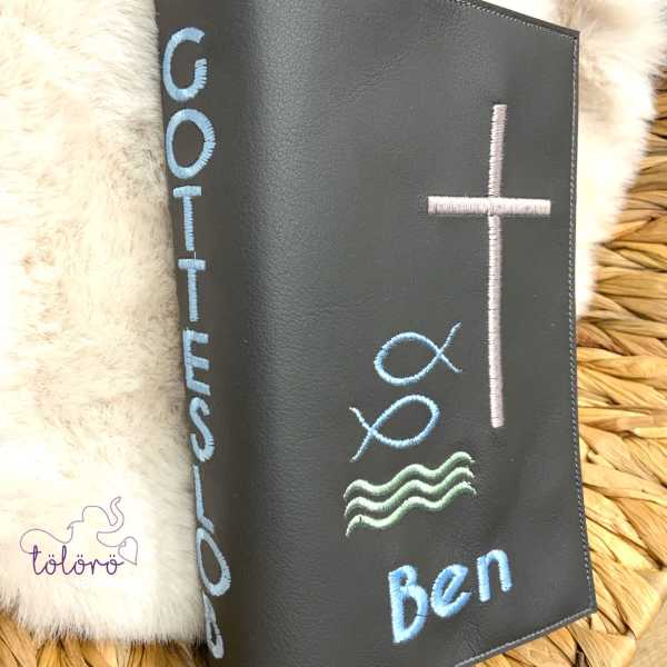 Gotteslobhülle Kreuz Fische und Welle